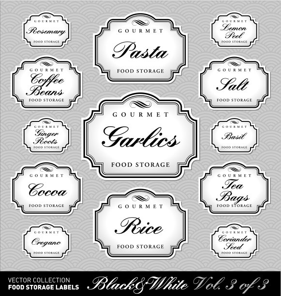 华丽的食物储存标签vol3(矢量)图片下载