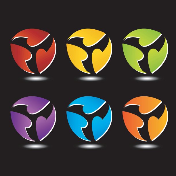 多彩三面标志的商业图片下载