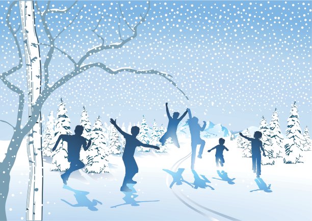 孩子们在雪中嬉戏图片下载