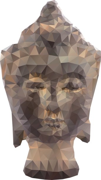 多边形插图的佛像孤立在白色的背景图片下载