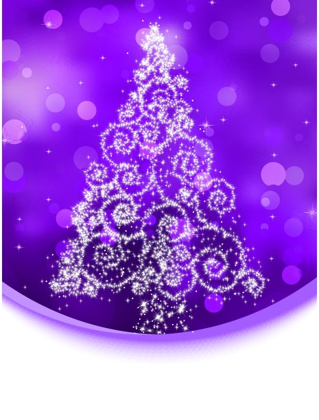 圣诞树插图上的紫罗兰散景。EPS 8图片下载