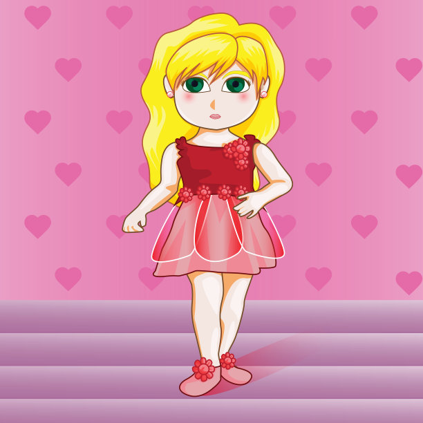 可爱女孩的向量图片下载