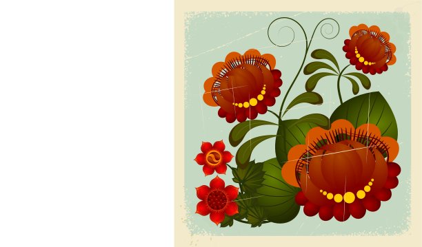 Petrikov绘画。传统的乌克兰民族花卉装饰图片下载