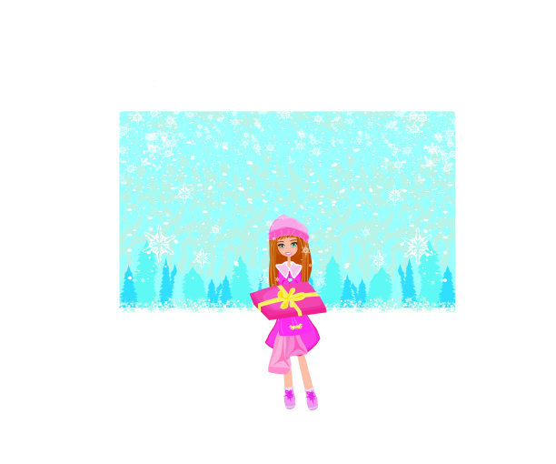 时尚购物女孩与购物袋和礼盒图片下载