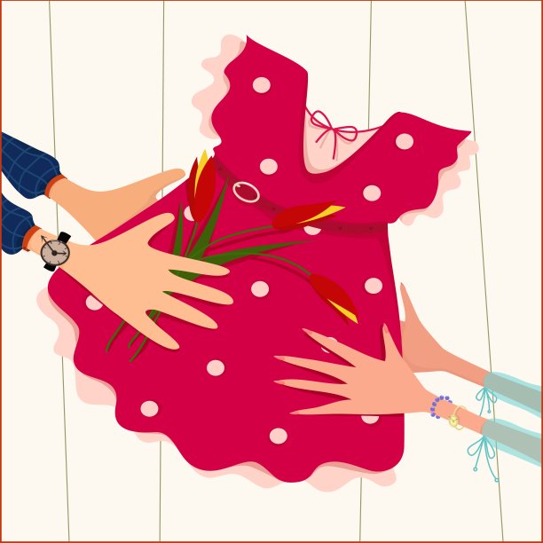 男人给女人送衣服和花图片下载