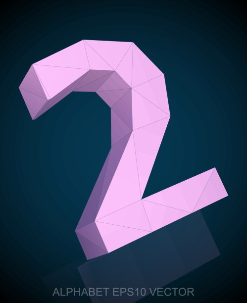 抽象的粉红色三维多边形2与反射。每股收益10向量。图片下载