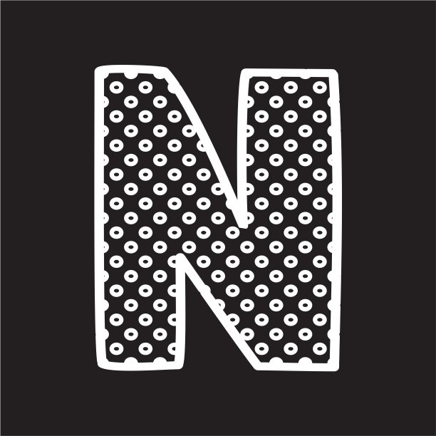 N向量字母与白色圆点在黑色背景图片下载