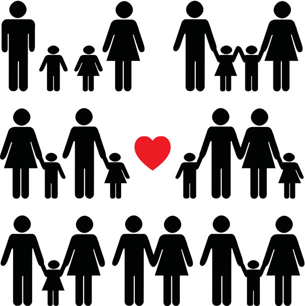 家庭生活图标设置在黑色图片下载