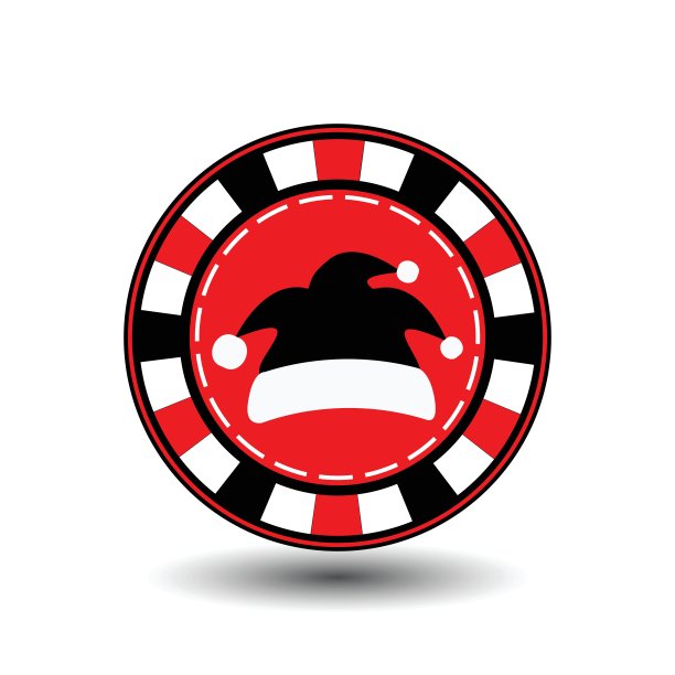 扑克筹码圣诞新年。圣诞老人帽黑红薯片图标EPS 10矢量插图上的白色背景容易分离。用于网站、设计、装饰、印刷等图片下载