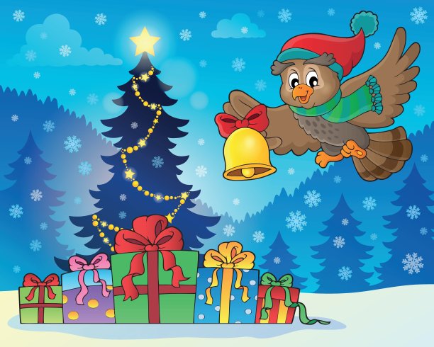 圣诞猫头鹰主题形象7图片下载