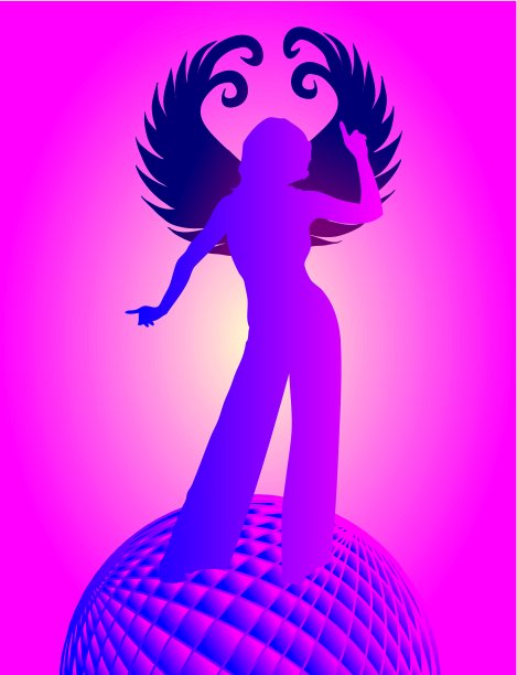 迪斯科天使女孩矢量艺术图片下载