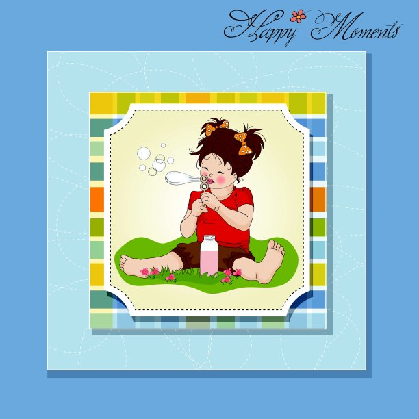 有趣可爱的小女孩吹肥皂泡图片下载