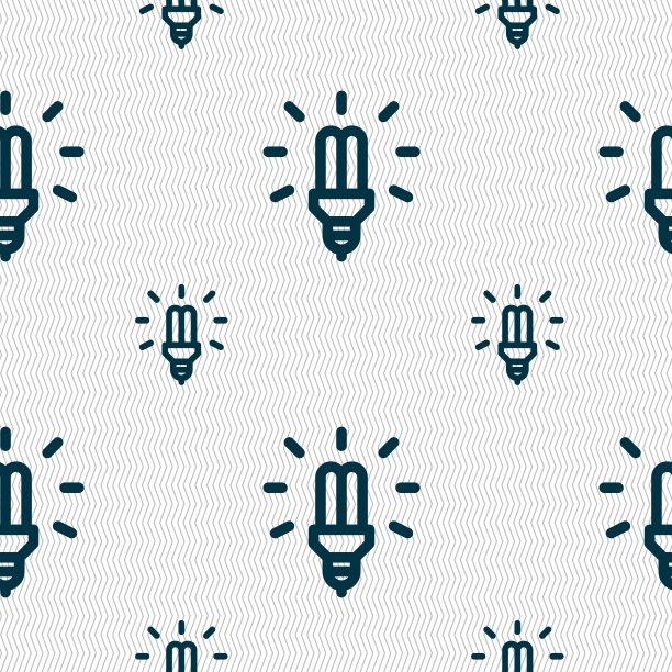LED灯泡图标标志，具有几何纹理的无缝图案，矢量图图片下载