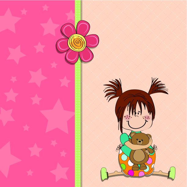 小女孩和她的泰迪熊坐在一起图片下载