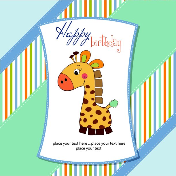 长颈鹿生日卡片图片下载