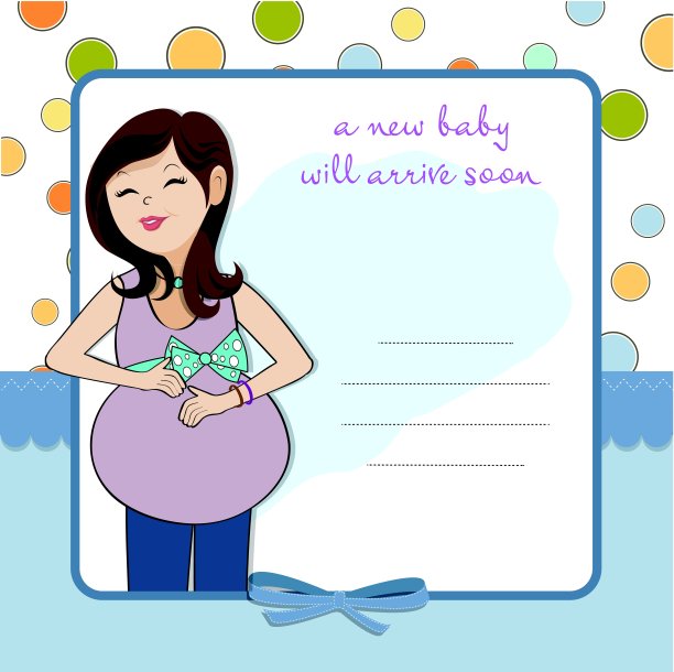 快乐的孕妇，宝宝送礼卡图片下载