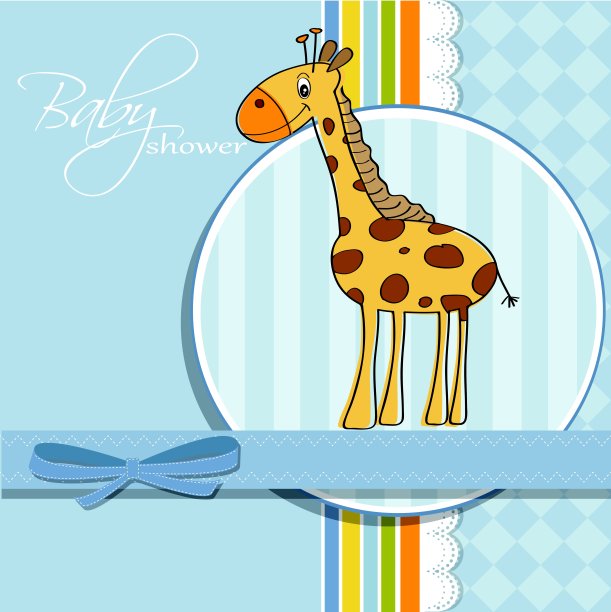 新生儿通告卡和长颈鹿图片下载