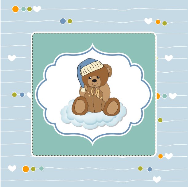 可定制的贺卡与泰迪熊图片下载