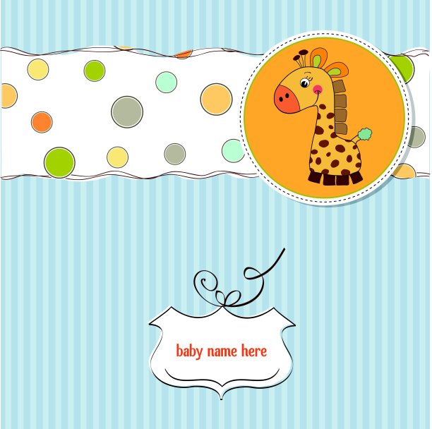 新生儿通告卡和长颈鹿图片下载