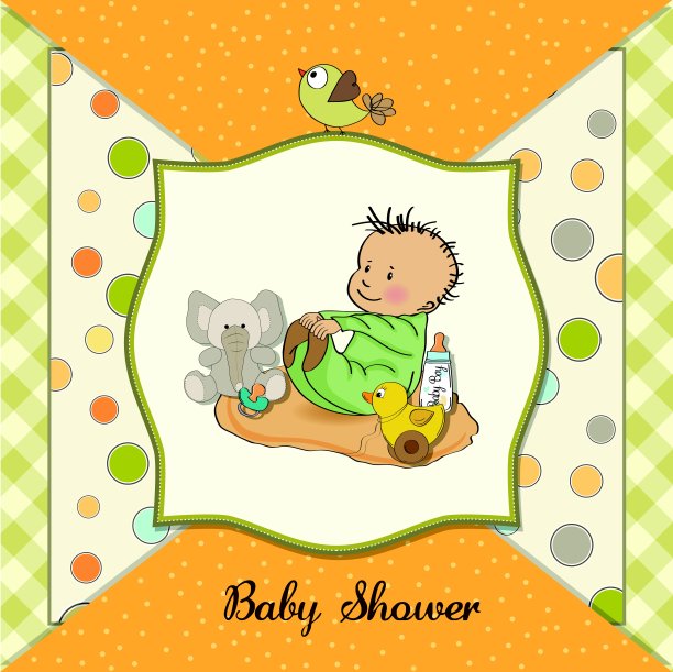 小男孩玩他的玩具。矢量格式的淋浴卡图片下载