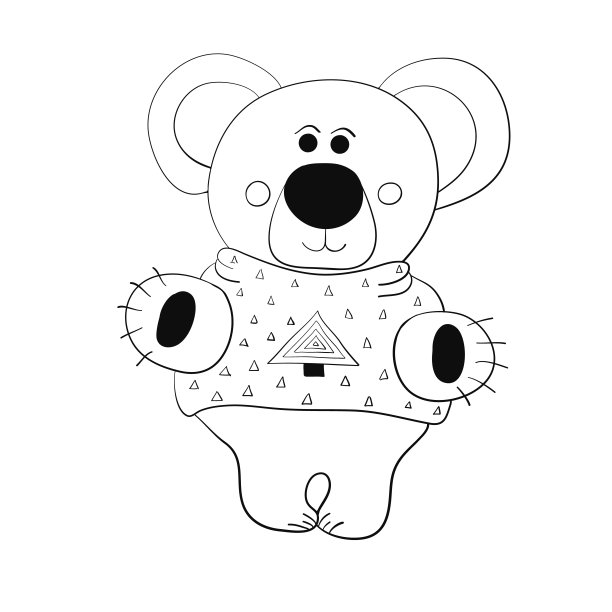 可爱笨拙的小熊幼崽在一件毛衣，儿童矢量手绘插图图片下载