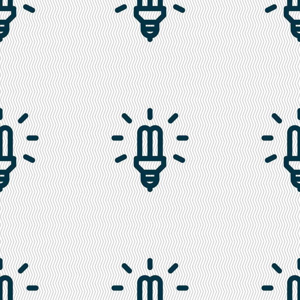 LED灯泡图标标志，具有几何纹理的无缝图案，矢量图图片下载
