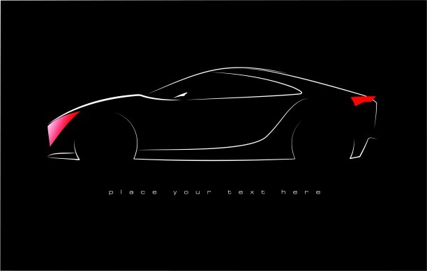 黑色背景上轿车的白色剪影。向量今市子图片下载