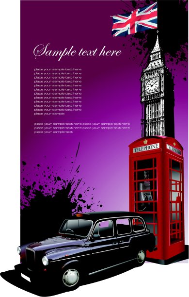 有伦敦出租车从业背景。矢量图图片下载