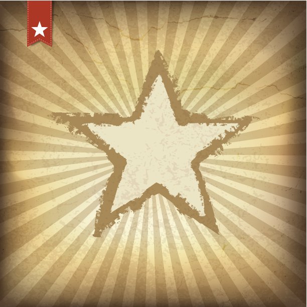 带有星星的夕阳背景的复古棕色。矢量插图,图片下载