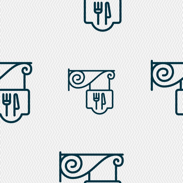 餐厅图标符号。无缝图案与几何纹理。向量图片下载