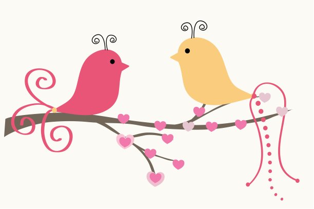 鸟成双成对。矢量图图片下载
