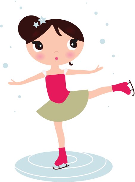 圣诞节滑冰的女孩孤立在白色图片下载