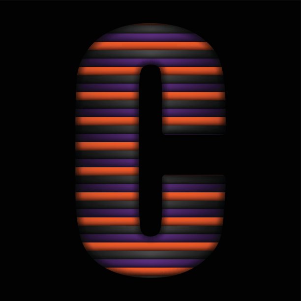 万圣节字母条纹黑橙色紫色矢量图片下载