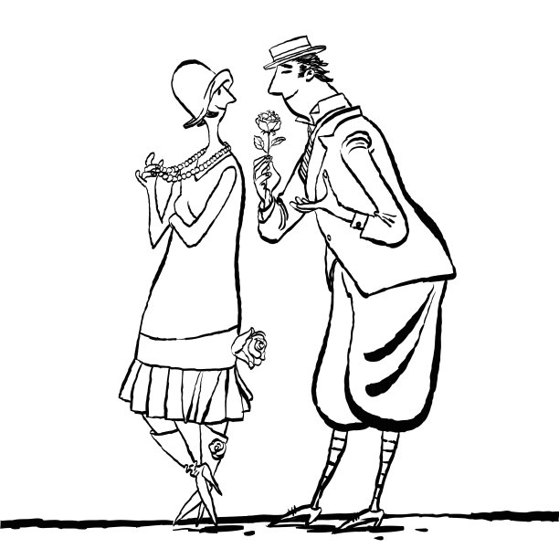 复古的男人和女人喜欢约会图片下载