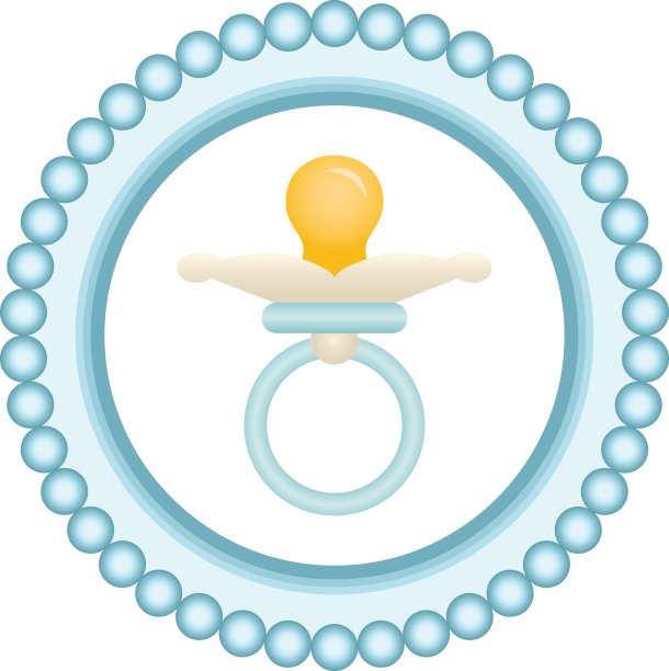 婴儿奶嘴蓝色圆形标签图片下载