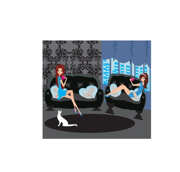 喝咖啡的时候有可爱的漂亮女孩图片下载