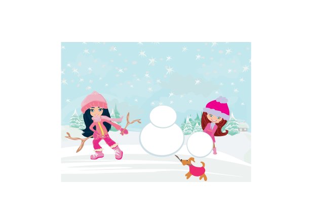 孩子们堆雪人图片下载