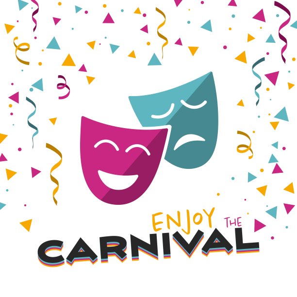 在白色背景插图上享受狂欢节图片下载