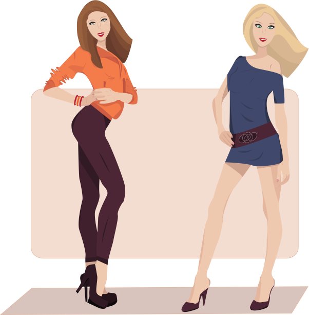 两个时尚的女孩图片下载