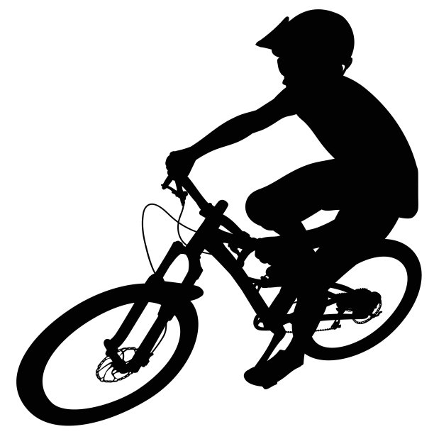 山坡上的自行车比赛，剪影图片下载