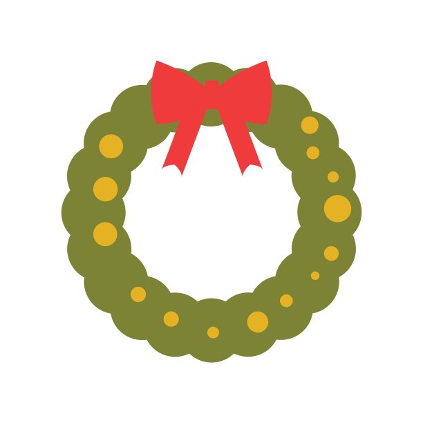 新年和圣诞花环平面设计图标孤立在白色背景上。图片下载