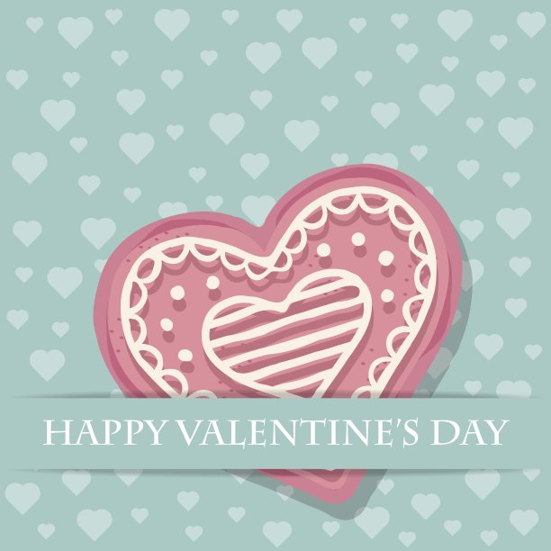 美丽的爱情卡片与粉红色的心饼干图片下载