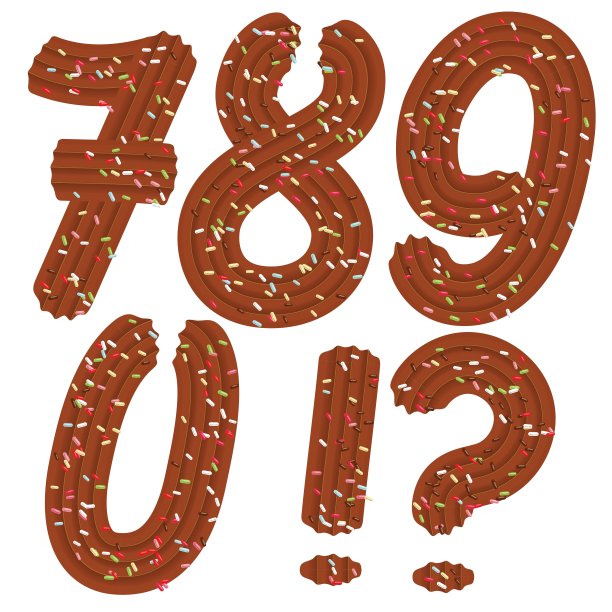 诱人的tipography。字体设计。3D数字7.8.9.0和punct图片下载