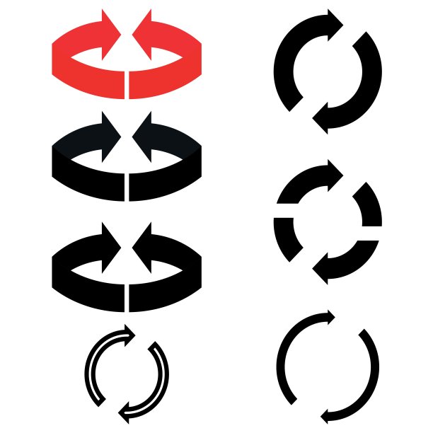 黑色和红色箭头与零件圆在平面双方向。图片下载