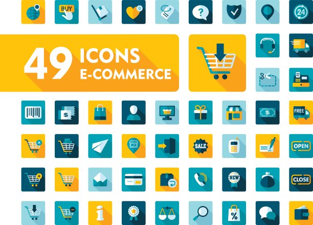 电子商务设置矢量图标购物和在线图片下载