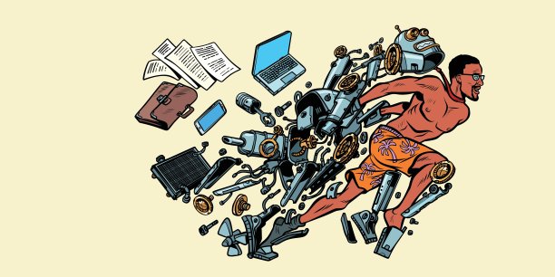 机器人变成了人类的人工智能。非洲美国人图片下载