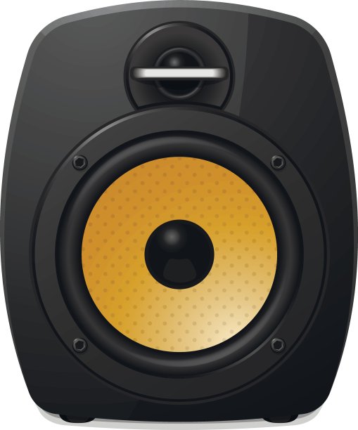 白色背景下的黑色扬声器图片下载