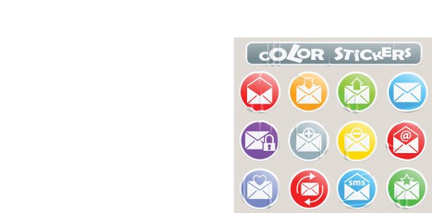 邮件的颜色贴纸图片下载