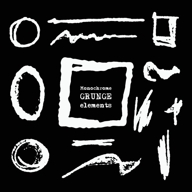 黑色画笔笔触的向量集。图片下载