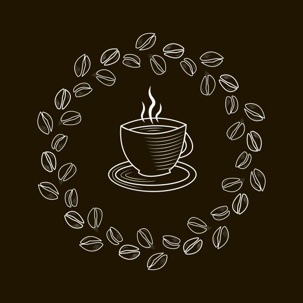 在咖啡豆框架内的一杯咖啡图片下载